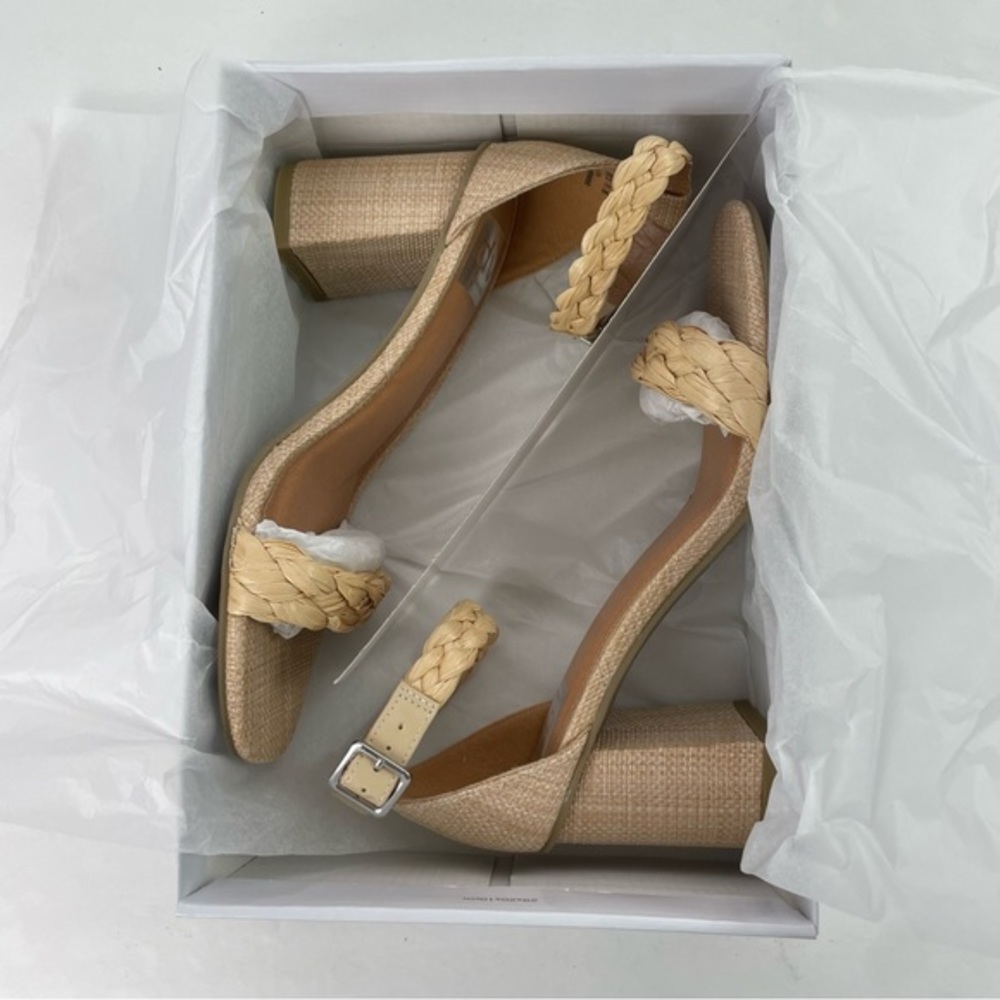 DV by Dolce Vita Hassa Heels‎ Natural Tan Braided Rattan Raffia Block Heel - Picture 7 of 14